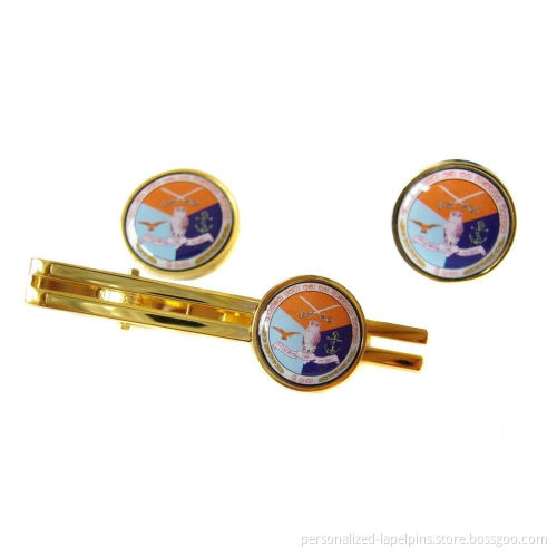 Souvenir Military Clips Brass Printing Sticker Cufflinks And Tie Clips With Various Colors